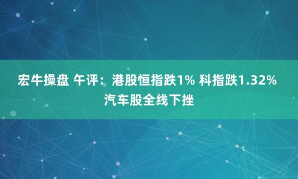 宏牛操盘 午评：港股恒指跌1% 科指跌1.32% 汽车股全线下挫