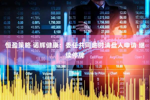 恒盈策略 诺辉健康：委任共同临时清盘人申请 继续停牌