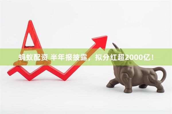 蚂蚁配资 半年报披露，拟分红超2000亿！